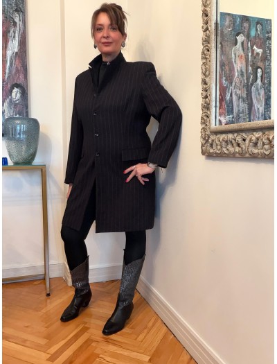 Vintage Çizgili Uzun Blazer Vintage Çizgili Uzun Blazer