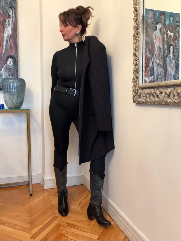 Vintage Çizgili Uzun Blazer 