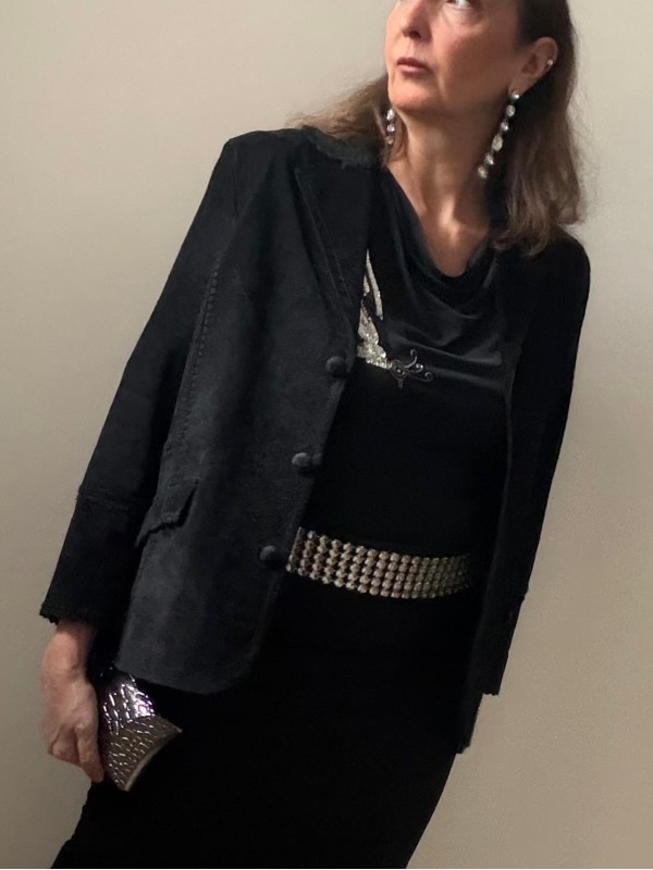 Vintage Siyah Süet Blazer 