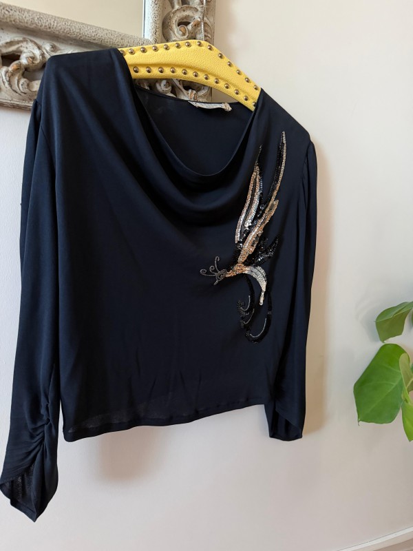 Vintage 80s -Bille Paris -Pul İşlemeli Bluz