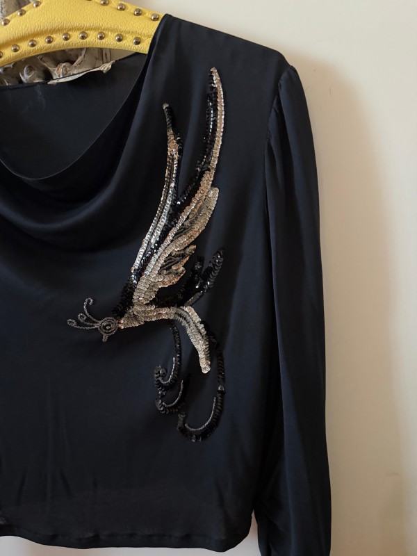 Vintage 80s -Bille Paris -Pul İşlemeli Bluz