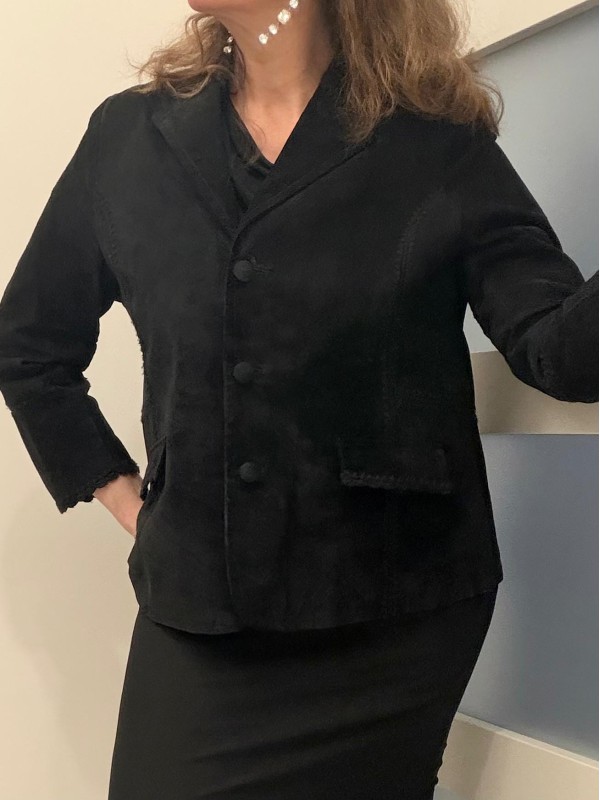 Vintage Siyah Süet Blazer 