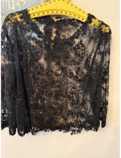 Vintage Dantel Boncuk İşlemeli Siyah Bluz Vintage Dantel Boncuk İşlemeli Siyah Bluz