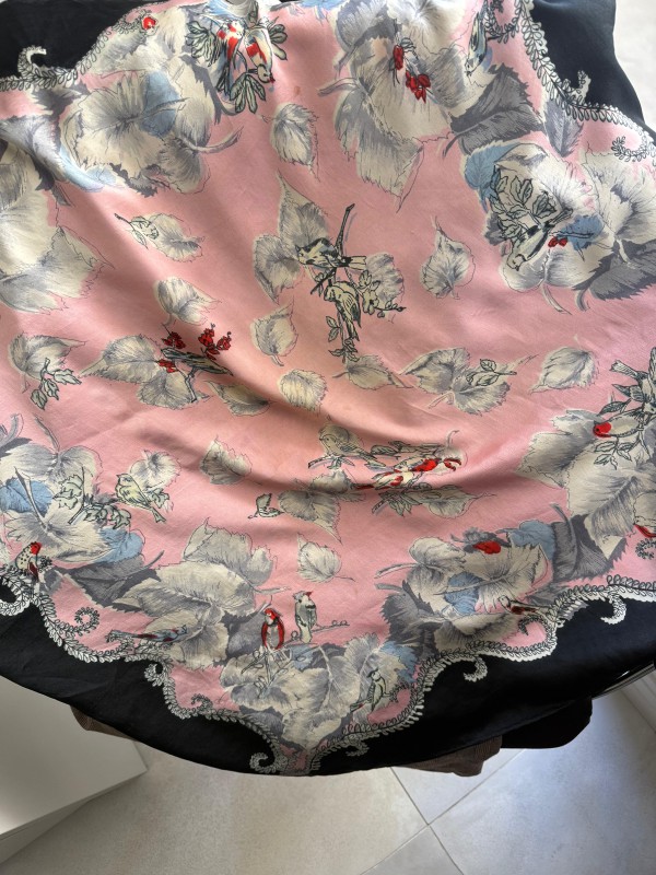 Vintage İpek Soft Desenli Fular / Eşarp 