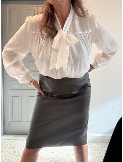 Vintage Haki Deri Kalem Etek 