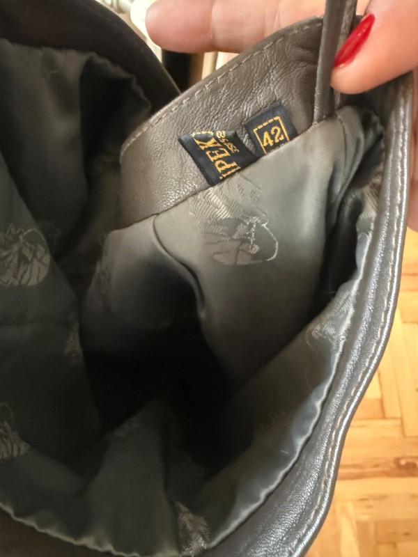 Vintage Haki Deri Kalem Etek 