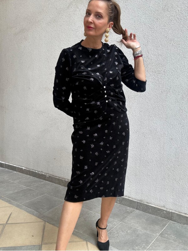 Vintage Siyah Kadife Takım