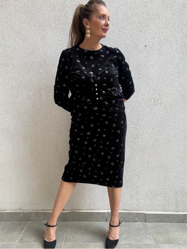 Vintage Siyah Kadife Takım