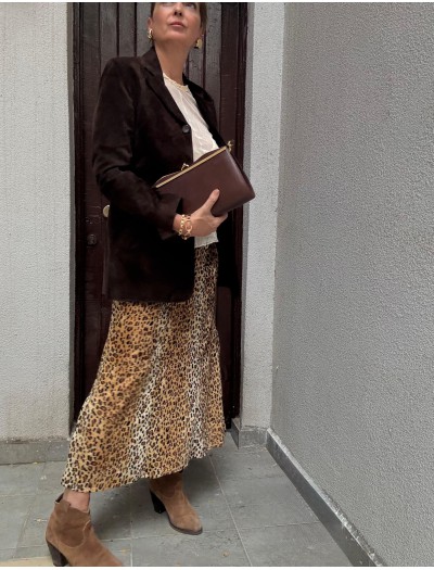 Vintage Leopar Kadife Etek