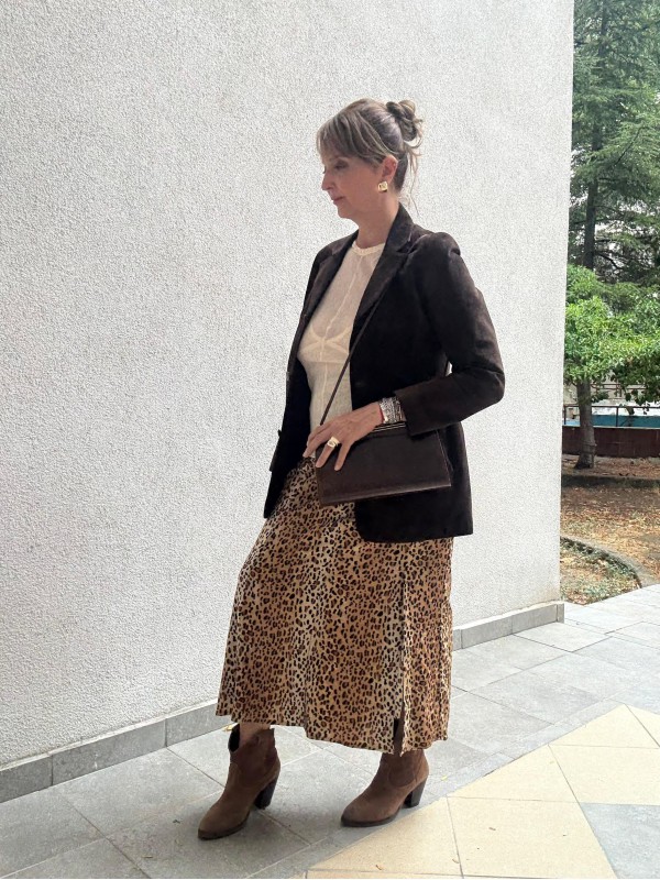 Vintage Leopar Kadife Etek