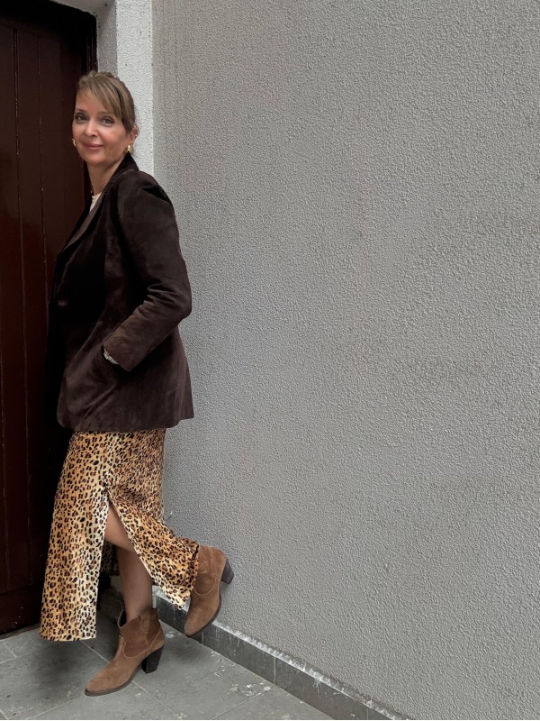 Vintage Leopar Kadife Etek