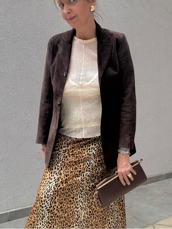 Vintage Leopar Kadife Etek