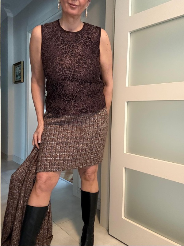 Vintage özel dikim kahverengi  tüvit takım