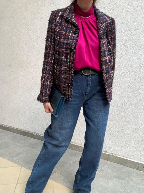 Tüvit Cep Detaylı Vintage Ceket