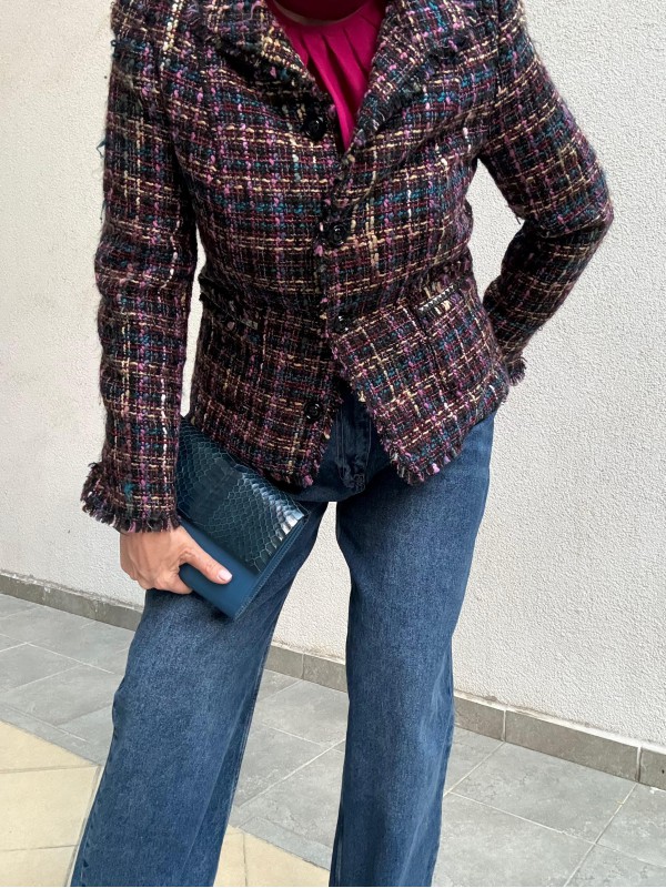 Tüvit Cep Detaylı Vintage Ceket