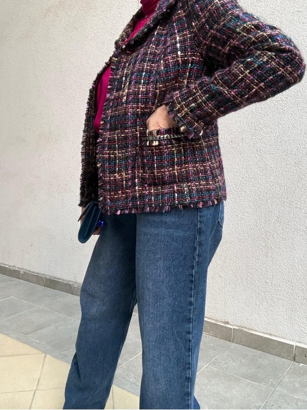 Tüvit Cep Detaylı Vintage Ceket