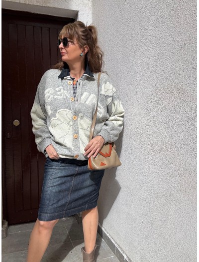 Vintage Sevil nakışlı hırka/mont