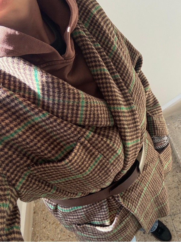 Vintage Made in Italy Ekose Yün Ceket / Kimono 