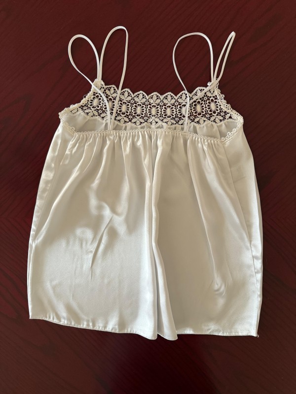 Vintage Saten Dantelli Askılı Bluz