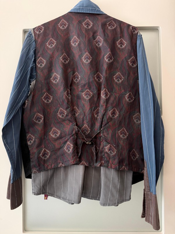 Vintage Süet ve Şal Desenli Yelek