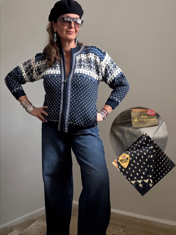 Vintage Windfjord Made in Norway Hırka /Mont Lacivert 