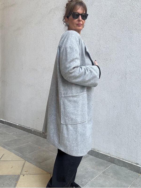 Vintage Gri Kaşe Kaban 