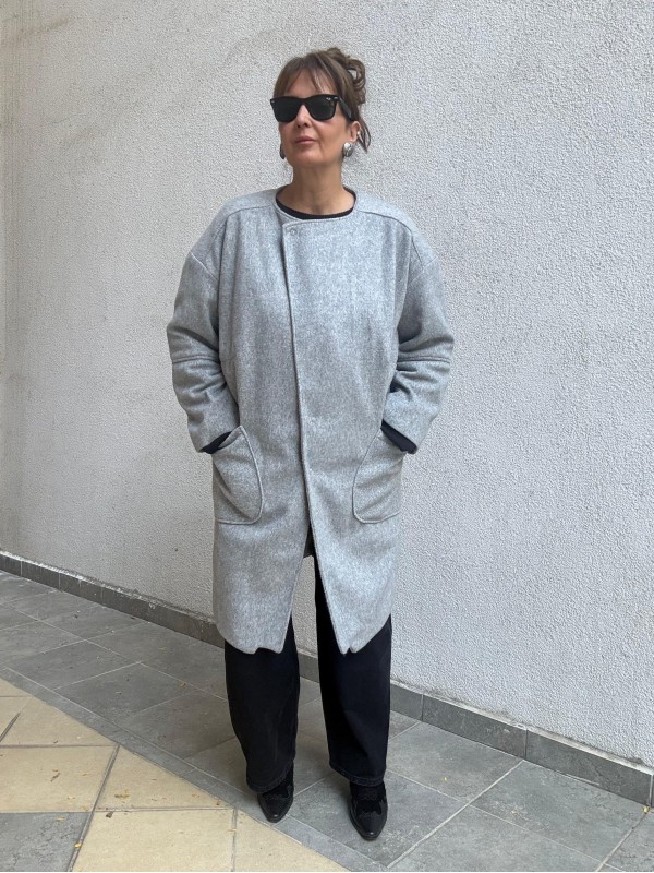 Vintage Gri Kaşe Kaban 