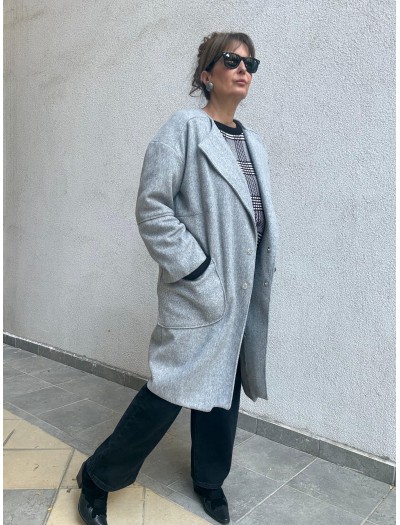 Vintage Gri Kaşe Kaban 