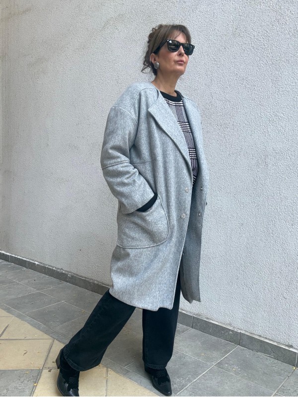 Vintage Gri Kaşe Kaban 