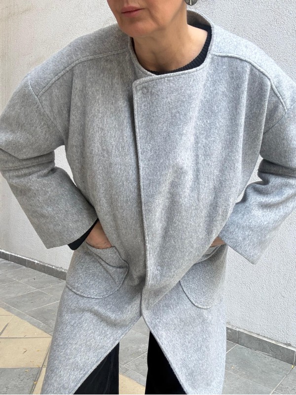 Vintage Gri Kaşe Kaban 