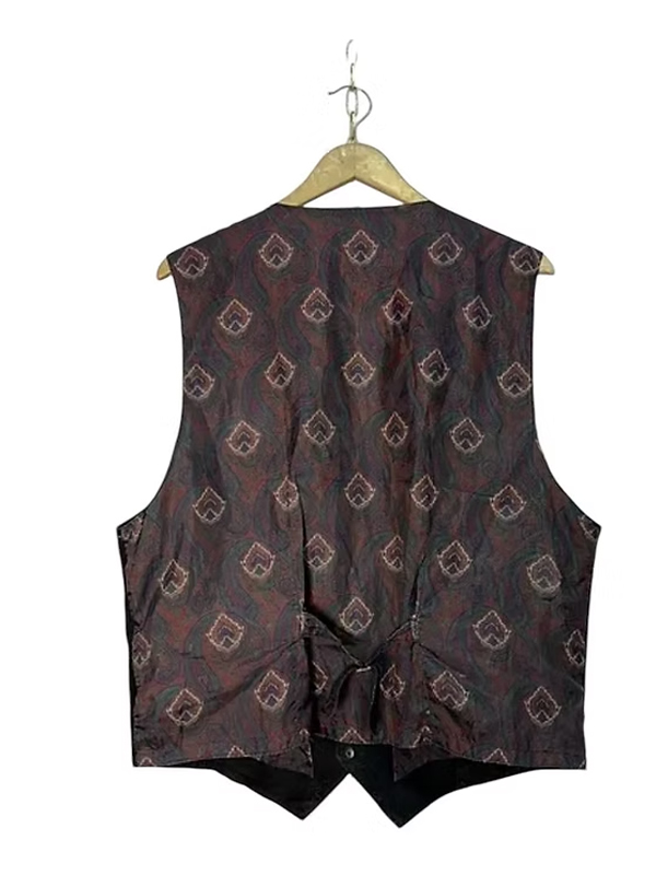 Vintage Süet ve Şal Desenli Yelek