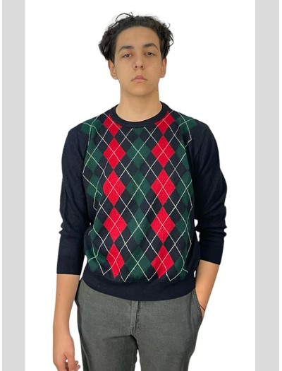 Vintage Yün Baklava Desen Shetland Kazak