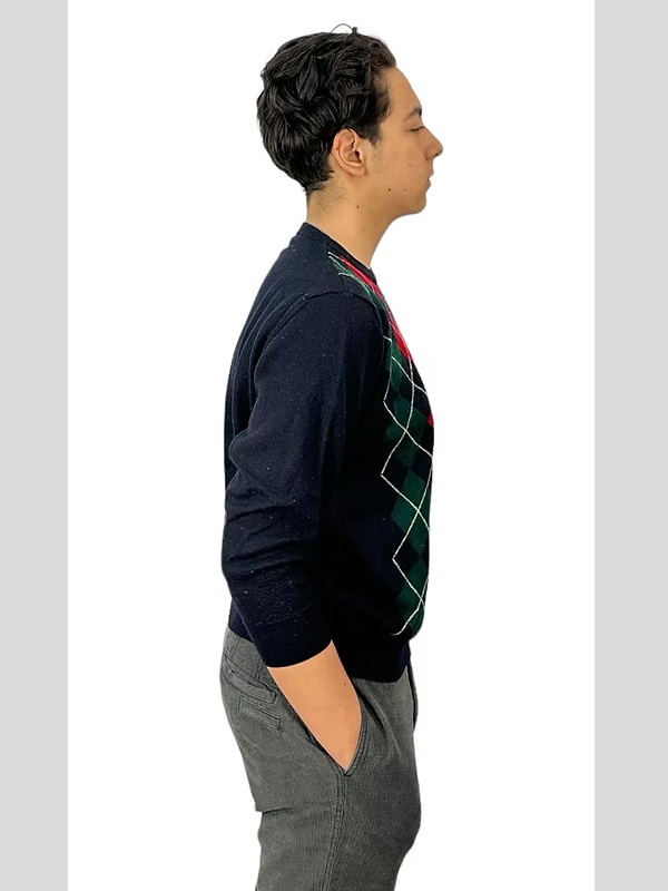 Vintage Yün Baklava Desen Shetland Kazak