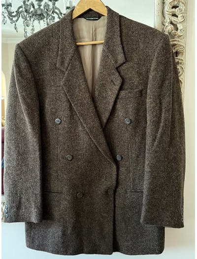 Balıksırtı Vintage Kruvaze Blazer
