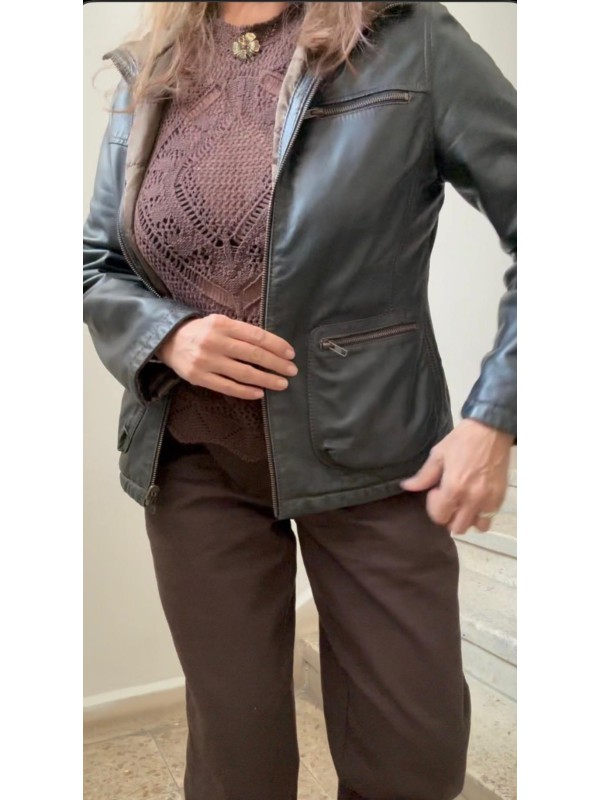 2 in 1 / Çift Taraflı Deri & Puffer Ceket