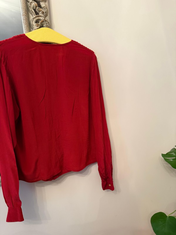 Vintage Kırmızı İpek Gömlek 