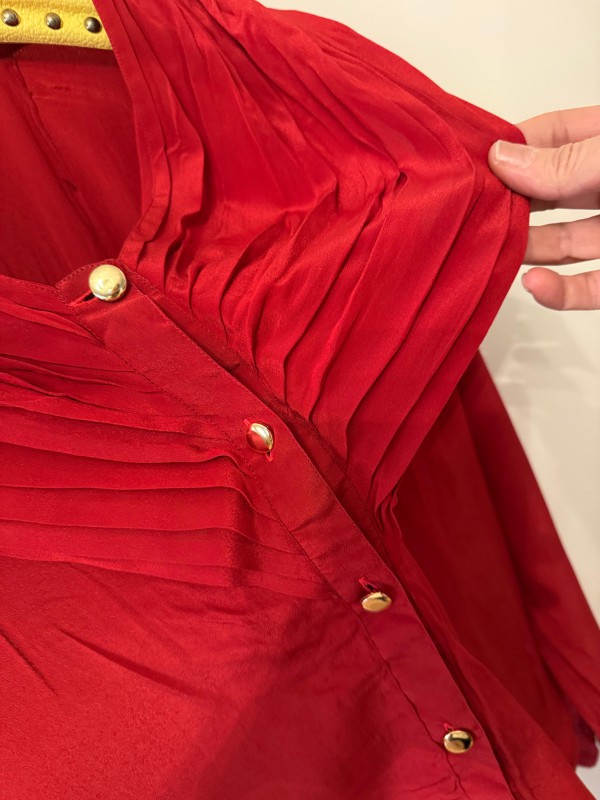 Vintage Kırmızı İpek Gömlek 