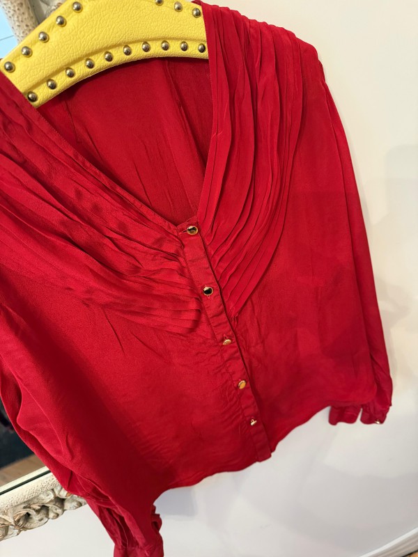 Vintage Kırmızı İpek Gömlek 
