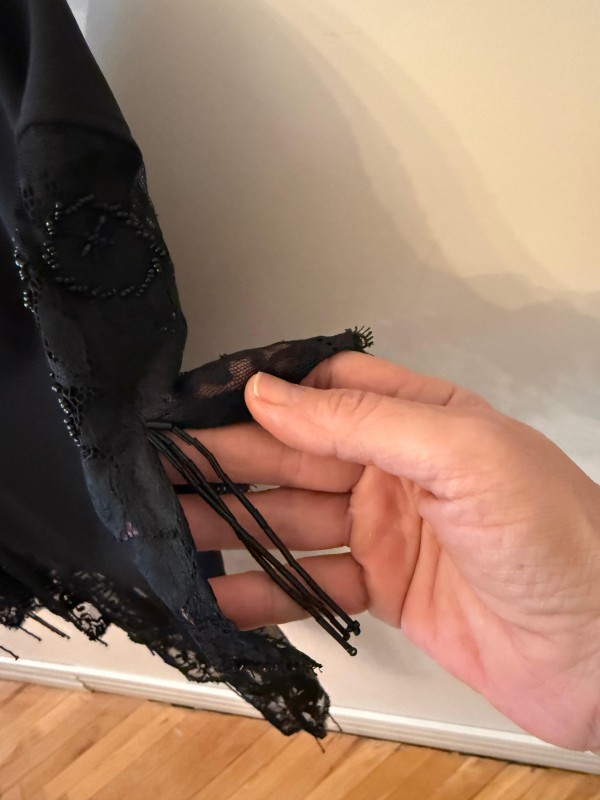 Vintage Faust Paris Dantel ve Boncuk İşlemeli Bluz