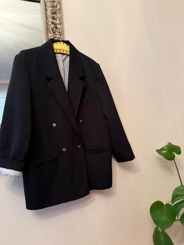 Vintage Geometrik Astarlı Boyfriend Blazer
