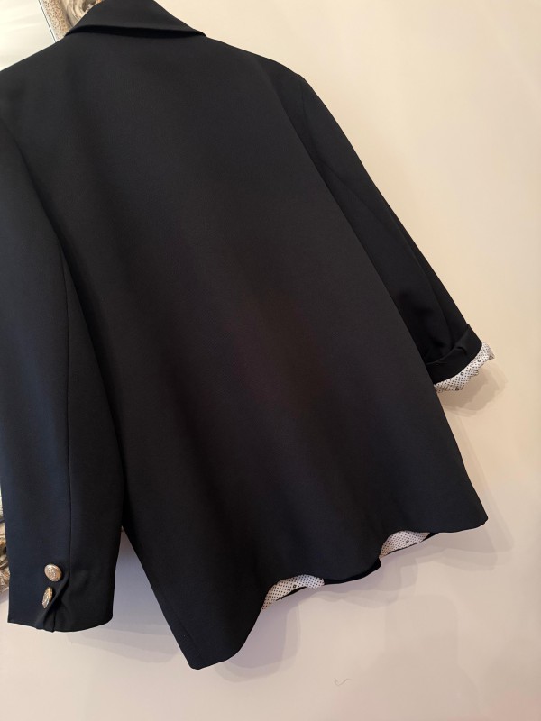 Vintage Geometrik Astarlı Boyfriend Blazer