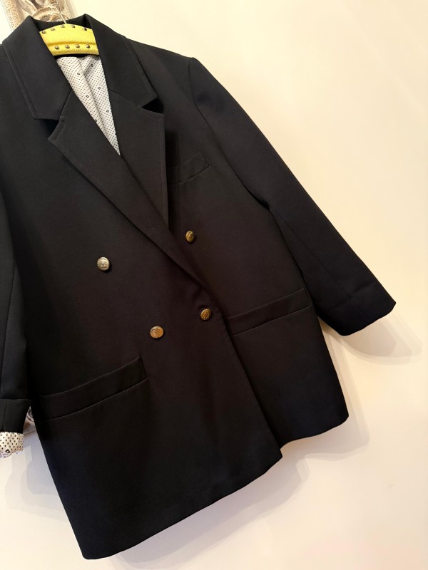 Vintage Geometrik Astarlı Boyfriend Blazer