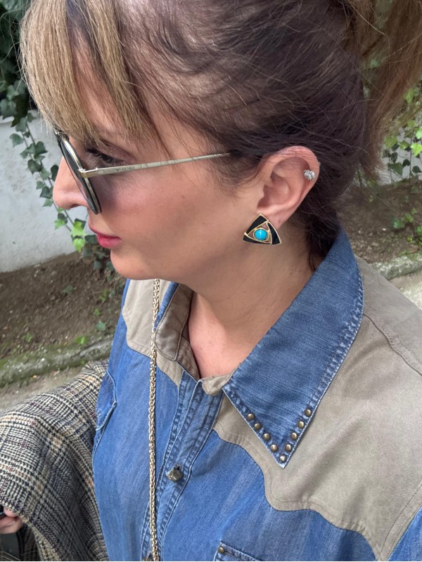 Foli Vintage Büyük Beden Jean Gömlek