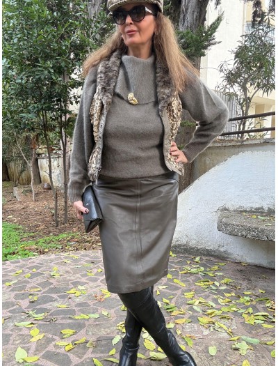 Biba Suni Kürk ve Dantel Detaylı Yelek