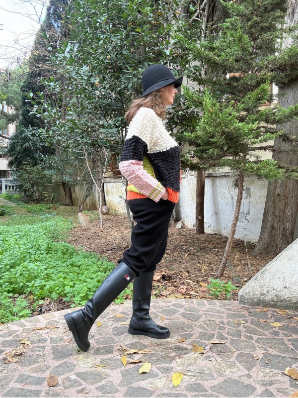 Blok Desenli Vintage Kazak