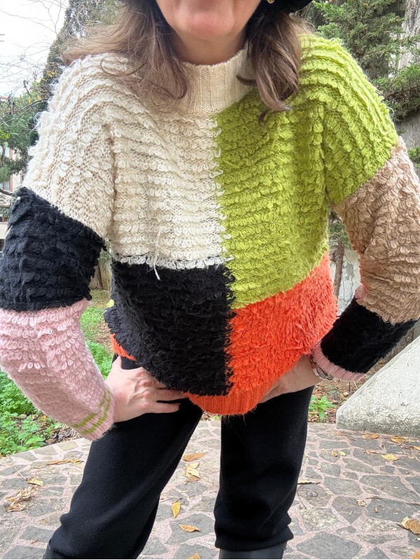 Blok Desenli Vintage Kazak