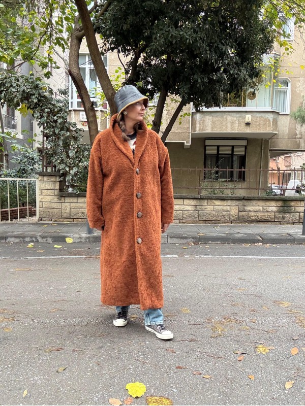 Vintage Tarçın Peluş Manto