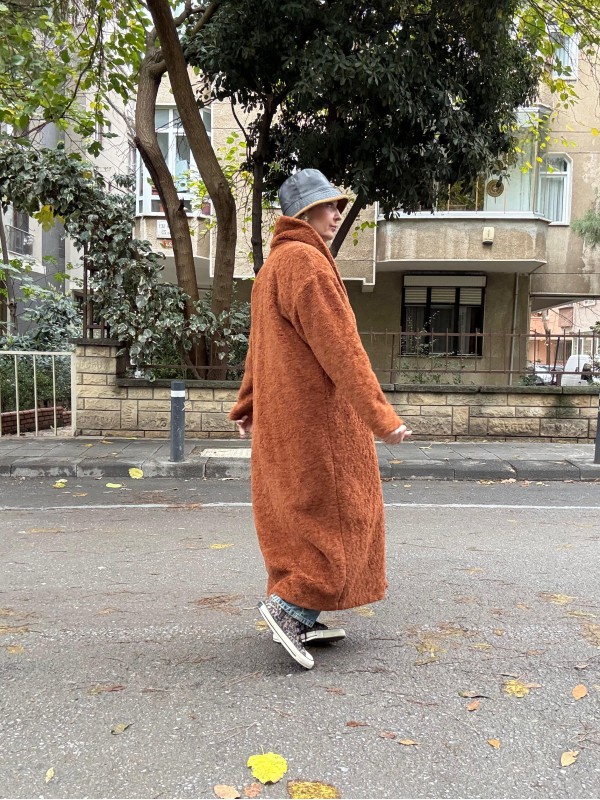 Vintage Tarçın Peluş Manto