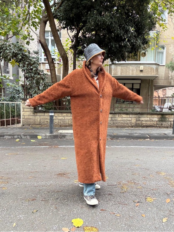 Vintage Tarçın Peluş Manto