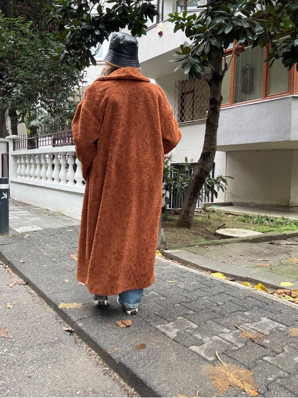 Vintage Tarçın Peluş Manto